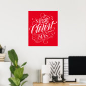 Merry CHRISTmas Religious Chalkboard Calligraphy Poster (Thuiskantoor)