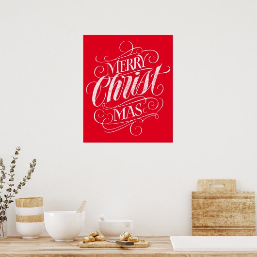 Merry CHRISTmas Religious Chalkboard Calligraphy Poster (Keuken)