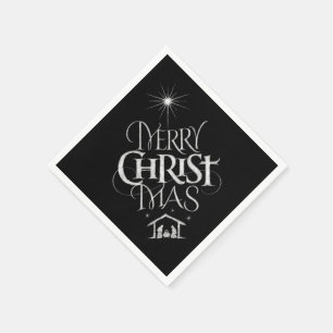 Merry CHRISTmas Religious Chalkboard Calligraphy Servet