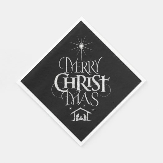 Merry CHRISTmas Religious Chalkboard Calligraphy Servet (Hoek)