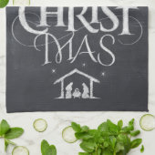 Merry CHRISTmas Religious Chalkboard Calligraphy Theedoek (Gevouwen)