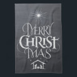 Merry CHRISTmas Religious Chalkboard Calligraphy Theedoek<br><div class="desc">We zeggen altijd "vrolijk kerstfeest", maar vergeten vaak de oorsprong van de woorden. Deze kunst is voorzien van originele handletters die in zijn unieke ontwerp het verhaal van Kerstmis vertellen, eenvoudig en elegant in de modieuze krijtplank. Show je CHRISTmas-geest naar familie en vrienden als ze komen om hen te helpen...</div>