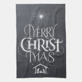 Merry CHRISTmas Religious Chalkboard Calligraphy Theedoek (Verticaal)