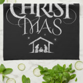 Merry CHRISTmas Religious Chalkboard Calligraphy Theedoek (Gevouwen)
