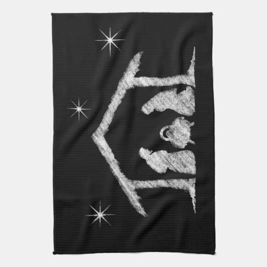 Merry CHRISTmas Religious Chalkboard Natitivity Theedoek (Verticaal)