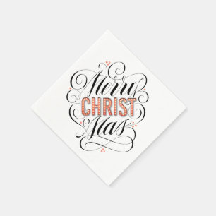 Merry CHRISTmas Religious Marquee Sign Calligraphy Servetten