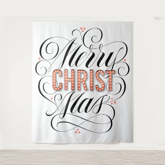 Merry CHRISTmas Religious Marquee Sign Calligraphy Wandkleed (Voorkant)