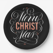 Merry CHRISTmas Religious Red Marquee Calligraphy Papieren Bordje (Voorkant)
