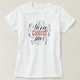 Merry CHRISTmas Religious Red Marquee Calligraphy T-shirt