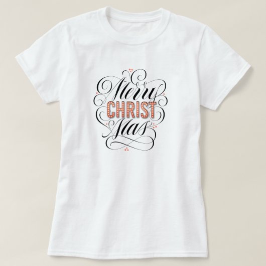Merry CHRISTmas Religious Red Marquee Calligraphy T-shirt (Design voorkant)