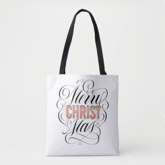 Merry CHRISTmas Religious Red Marquee Calligraphy Tote Bag (Voorkant)