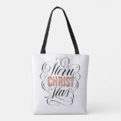Merry CHRISTmas Religious Red Marquee Calligraphy Tote Bag (Achterkant)