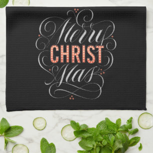 Merry CHRISTmas Religious Red Marquee Chalkboard Theedoek
