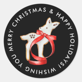 Merry Christmas Rendier Cookie Custom Ronde Sticker