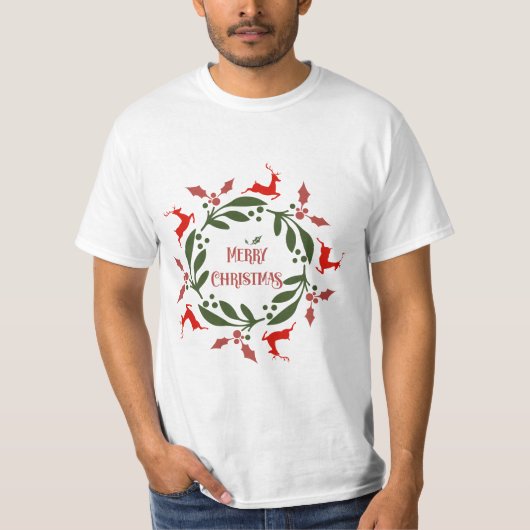 Merry Christmas rendier Value T-shirt (Voorkant)