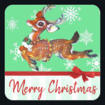 Merry Christmas  rendieren Stickers<br><div class="desc">Vrolijk kerstfeest  rendieren Stickers met sneeuwvlokken.</div>