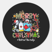 Merry Christmas Retired Nurse Life Men Women Xmas  Ronde Sticker (Voorkant)