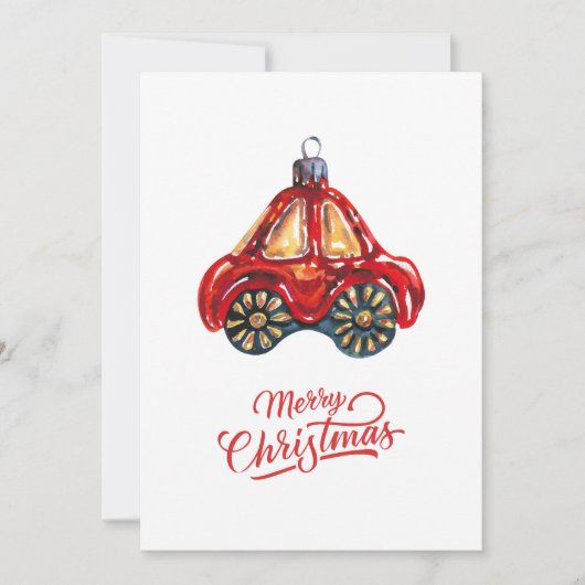 Merry Christmas Retro Auto Ornament Foto Feestdagenkaart (Voorkant)