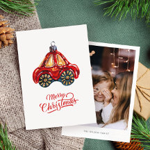 Merry Christmas Retro Auto Ornament Foto