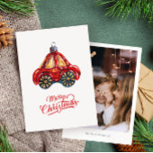 Merry Christmas Retro Auto Ornament Foto Feestdagenkaart