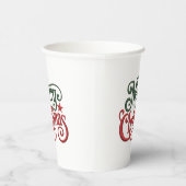 Merry Christmas Retro Borduurwerk Typografie Papieren Bekers (Rechts)