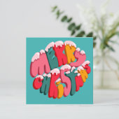 Merry Christmas Retro Bubble Letters Snow Cute  (Staand voorkant)
