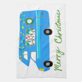 MERRY CHRISTMAS Retro Camper Motorhome RV Xmas Theedoek (Verticaal)