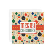 Merry Christmas Retro Christmas Card Notitiekaartje (Voorkant / Achterkant in situ)