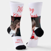 Merry Christmas retro Christmas tree kids photo na Sokken (Gebogen)