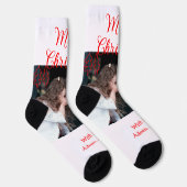 Merry Christmas retro Christmas tree kids photo na Sokken (Rechts)