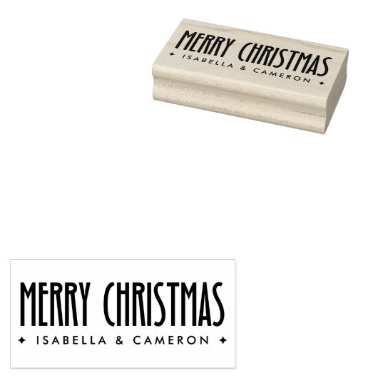 Merry Christmas retro font custom name Rubberstempel (Gestempeld)