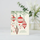 Merry Christmas | Retro Hand Drawn Ornaments Holi Feestdagenkaart (Staand voorkant)