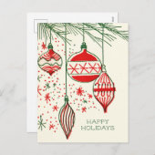 Merry Christmas | Retro Hand Drawn Ornaments Holi Feestdagenkaart (Voorkant / Achterkant)