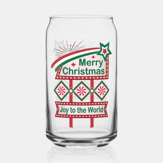 Merry Christmas Retro Marquee - Plezier voor de We Blikvorm Glas (Voorkant)