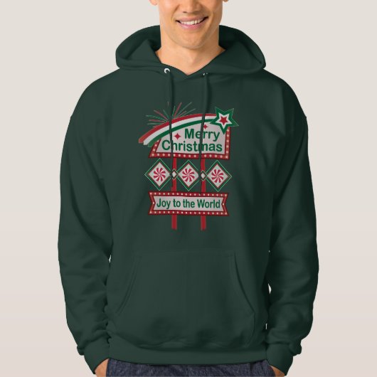 Merry Christmas Retro Marquee - Plezier voor de We Hoodie (Voorkant)