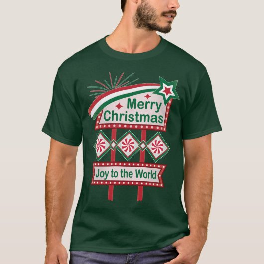 Merry Christmas Retro Marquee - Plezier voor de We T-shirt (Voorkant)