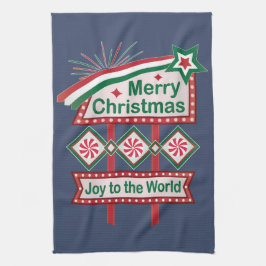 Merry Christmas Retro Marquee - Plezier voor de We Theedoek