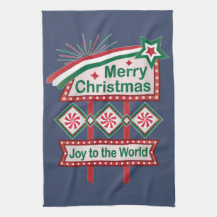 Merry Christmas Retro Marquee - Plezier voor de We Theedoek