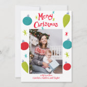 Merry Christmas Retro Ornamenten Foto Feestdagenkaart (Voorkant)