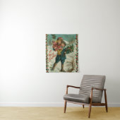 Merry Christmas - retro postcard, children, holly Wandkleed (In situ)