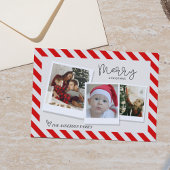 Merry Christmas Retro Script — 3 Photo  Holiday Ca Folie Feestdagenkaart