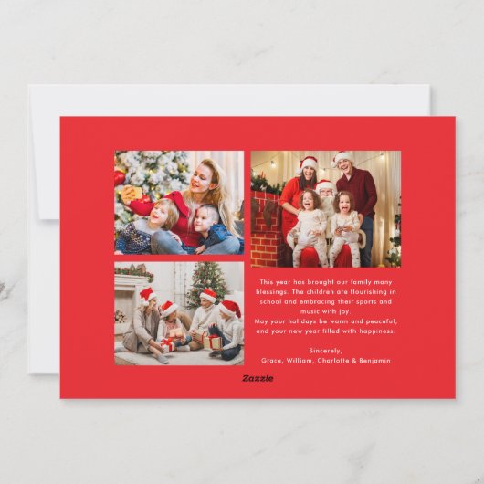 Merry Christmas Retro Script | Custom Four-Photo Feestdagenkaart (Achterkant)