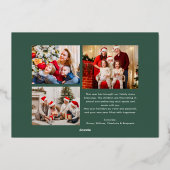 Merry Christmas Retro Script | Custom Four-Photo  Folie Feestdagenkaart (Achterkant)