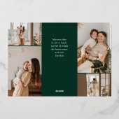 Merry Christmas Retro Script Foto Groen Folie Feestdagenkaart (Achterkant)