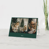 Merry Christmas Retro Script Foto Groen Folie Wenskaart (Achterkant)