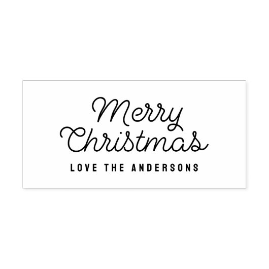 Merry Christmas Retro Script Typografie Rubberstempel (Afrduk)