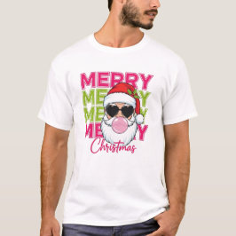 Merry Christmas Retro Stacked Text Adult T-Shirt