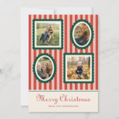Merry Christmas Retro Striped 4 Photo  Feestdagenkaart (Voorkant)
