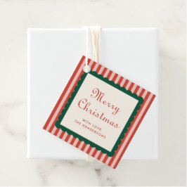 Merry Christmas Retro Striped Holiday Bedankjes Labels