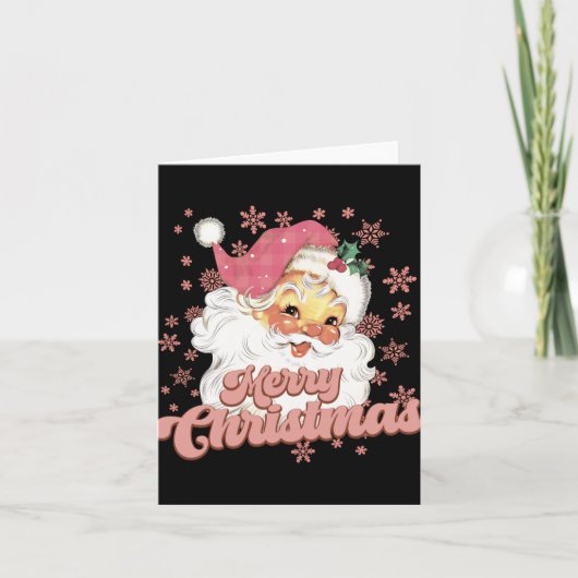Merry Christmas Retro Tygraphy Santa Nk Hat T Shir Kaart (Voorkant)